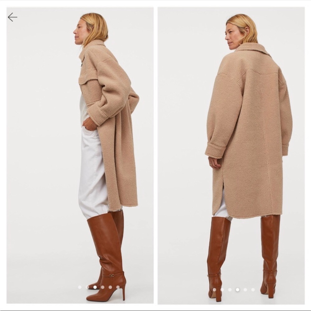 H&M Faux Shearling Shirt Jacket Shacket M